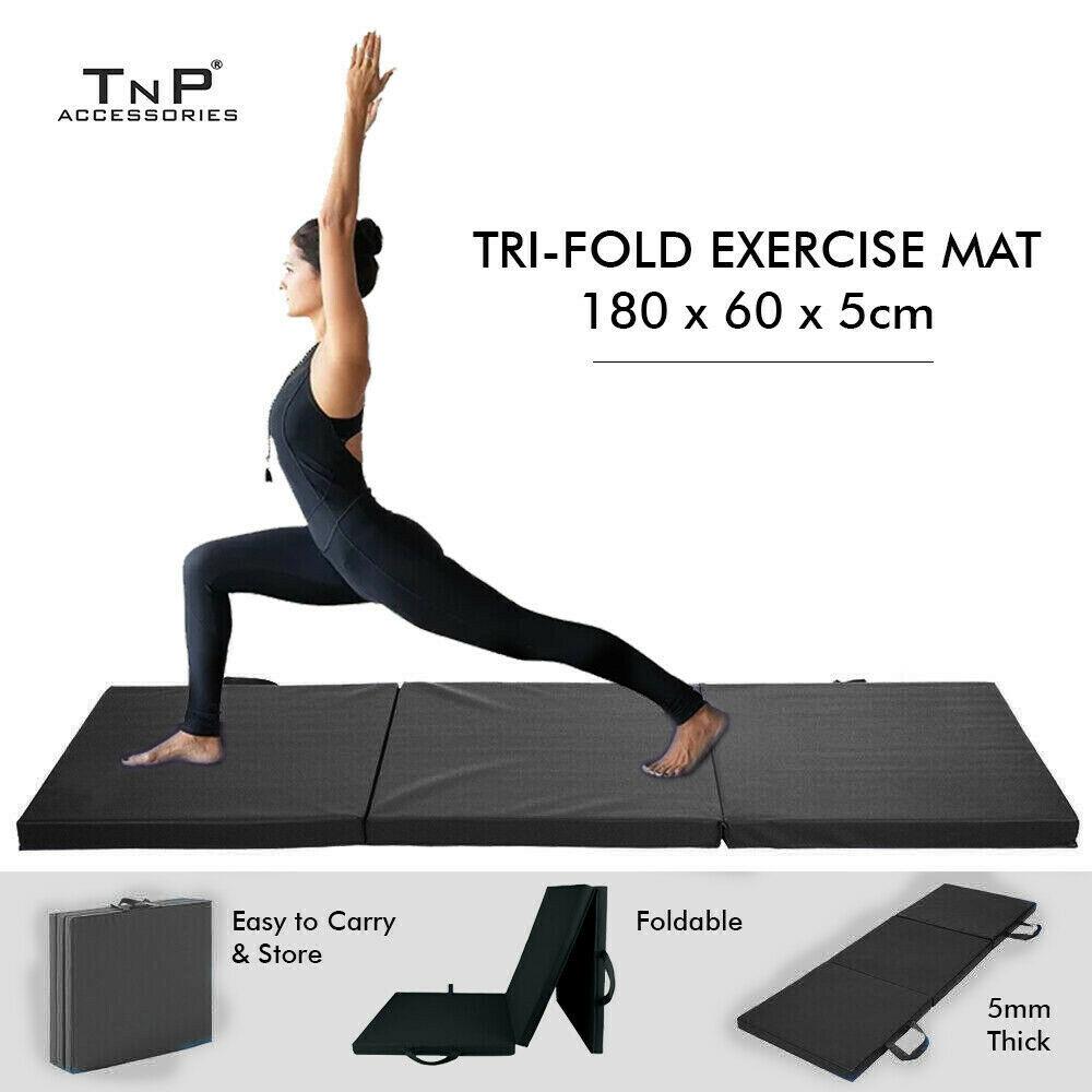 Tri-Fold Exercise Mat 5cm Thick Black TnP Accessories