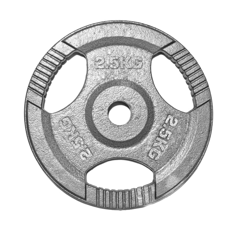 Olympic 2" Cast Iron Tri-Grip Weight Plate 2.5kg - Silver