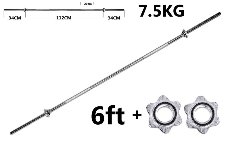 1 Inch Chrome Barbell + 2 Spinlock Collars - 6ft