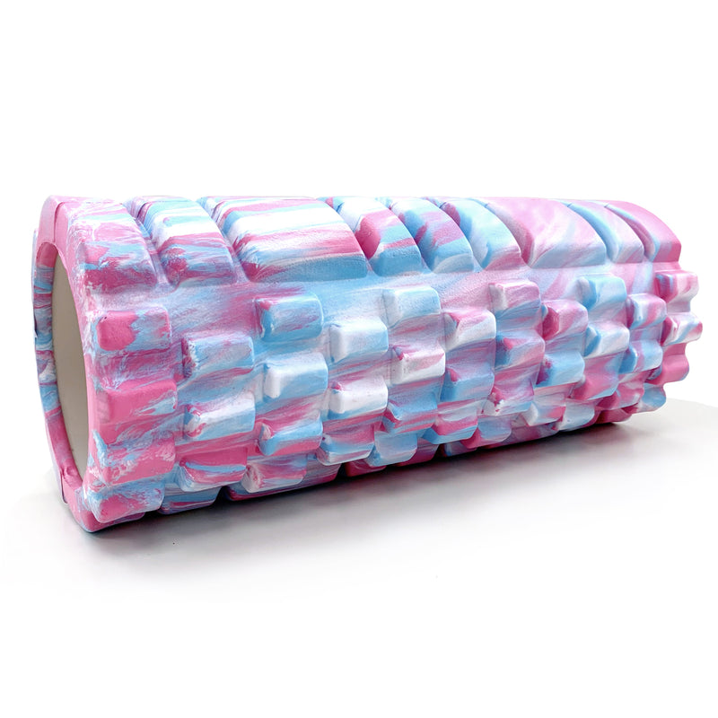 Foam Roller Yoga Pilates Massage 34cm x 14cm - Pink/Blue/White Mix