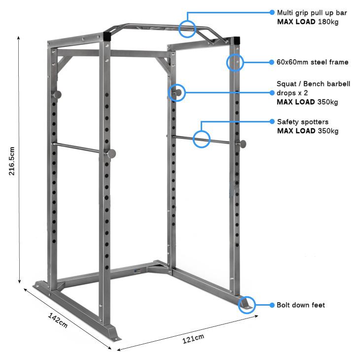 Power Rack Cage and Cable System Black | TnP Accessories