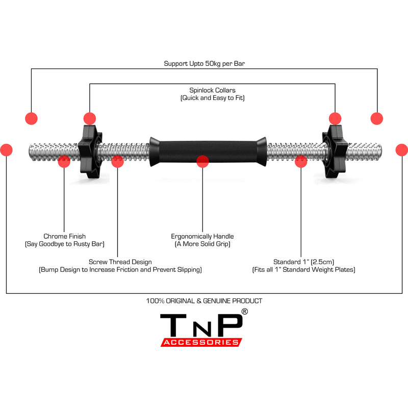 TnP Accessories 2 X 18" Plastic Dumbbell Bars + 4 x Spinlock Collars