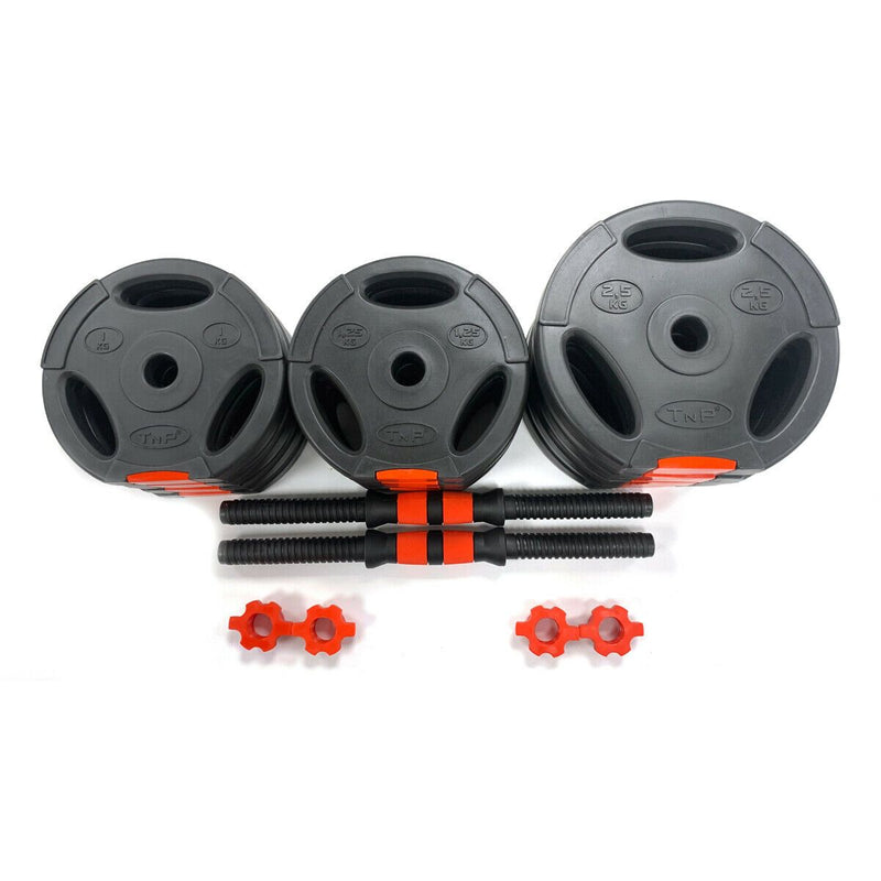 Buy TnP Accessories® Tri-Grip Dumbbell Set (Black+Red Dumbbell Bar) 40Kg 