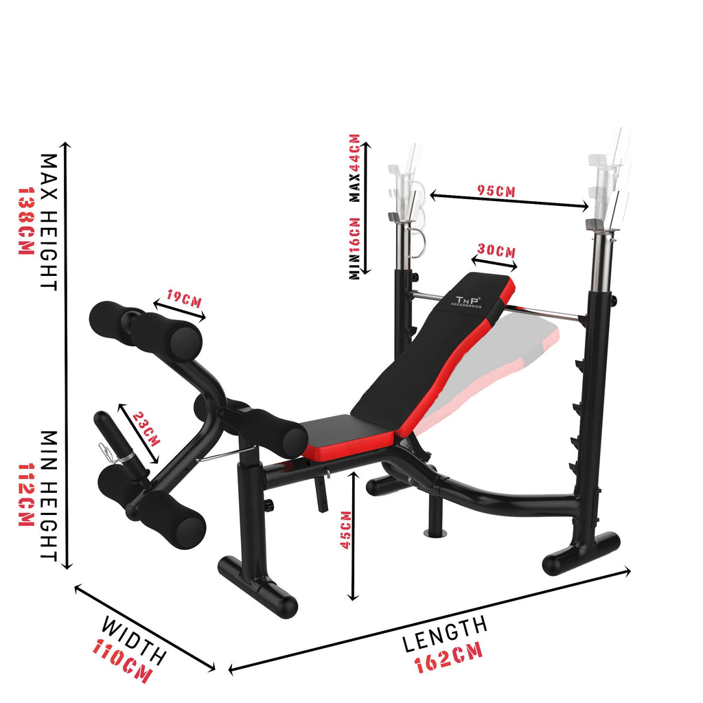 Lightweight Bench Rack Weight Bench With Rack - Black/Red - XQBH-08 | TnP Accessories
