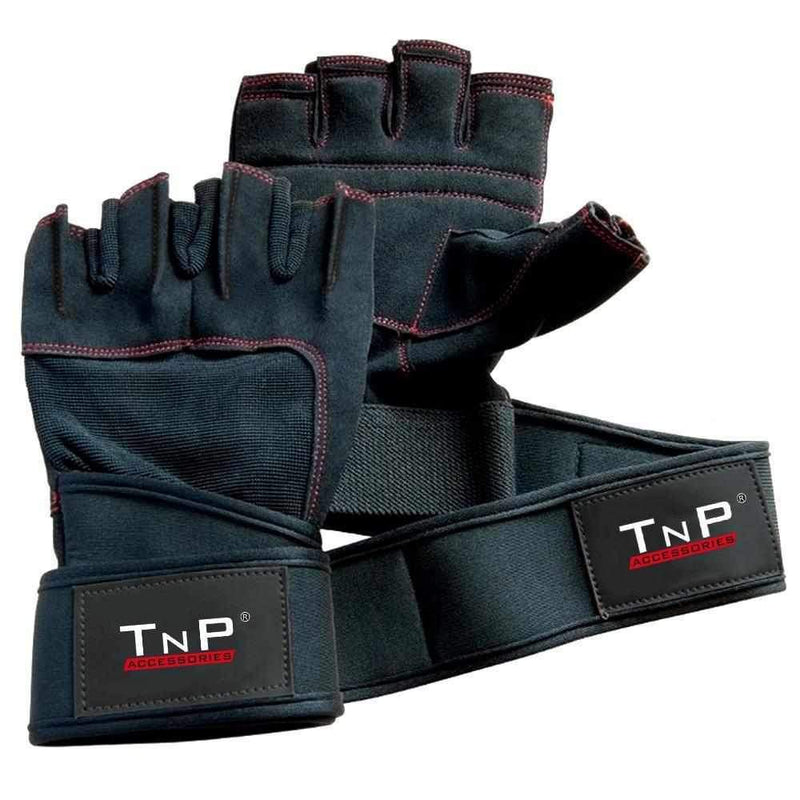 Leather Gloves with Wrist Wraps HFG-147.4A  - Small