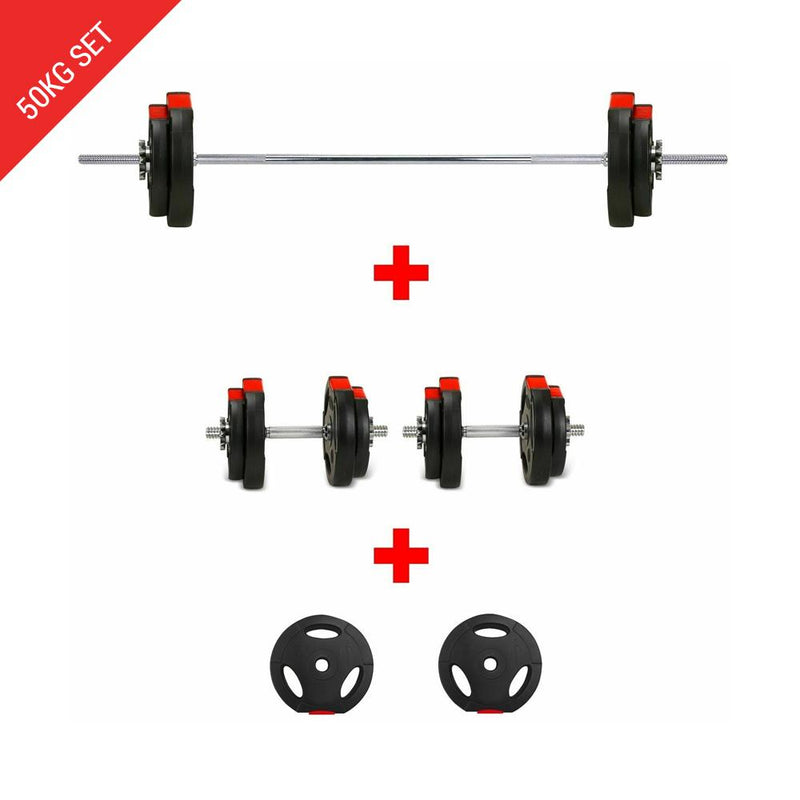 Buy TnP Accessories® 1 Inch Tri-Grip Barbell Dumbbell Weight Plate Set - 50Kg 