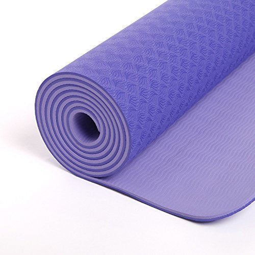 6mm Yoga Mat Non Slip TPE Exercise Mat - Purple