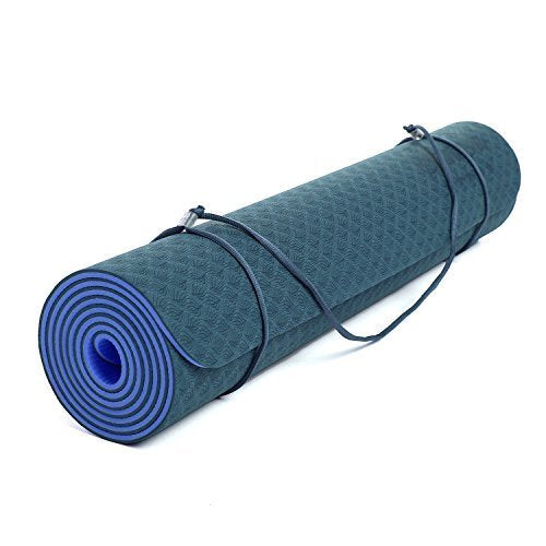 6mm Yoga Mat Non Slip TPE Exercise Mat - Blue
